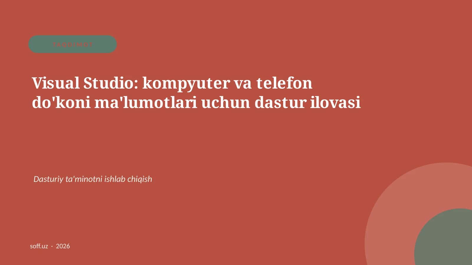 Visual Studio: kompyuter va telefon do'koni ma'lumotlari uchun dastur ilovasi