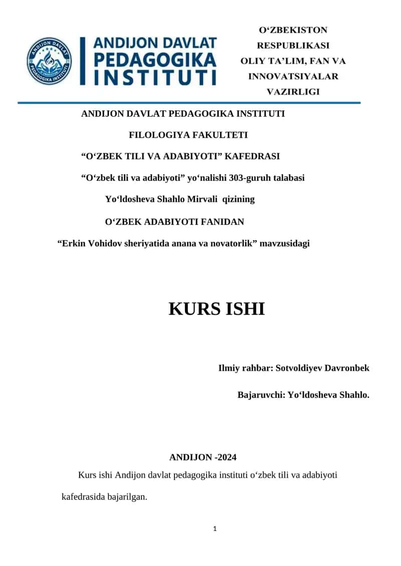 Erkin Vohidov sheriyatida anana va novatorlik