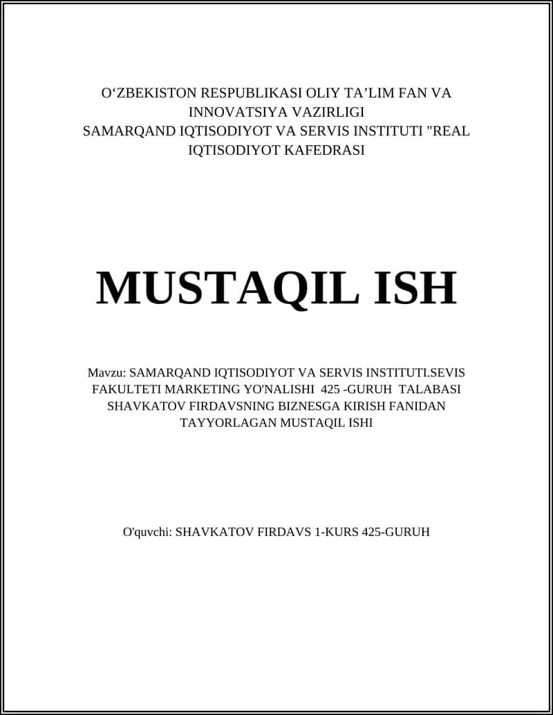 Mahalliy kafe uchun biznes-reja va marketing strategiyasi