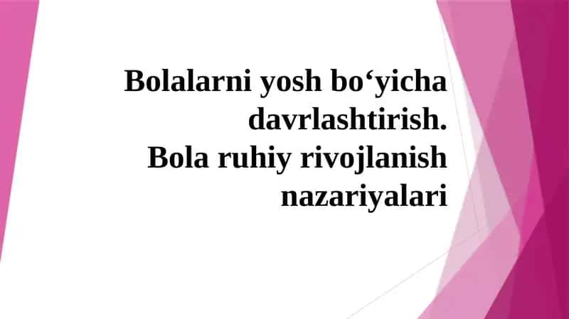 Bolanirivojlantirishning asosiy sohalari