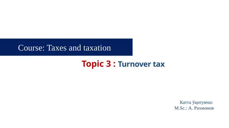Turnover tax