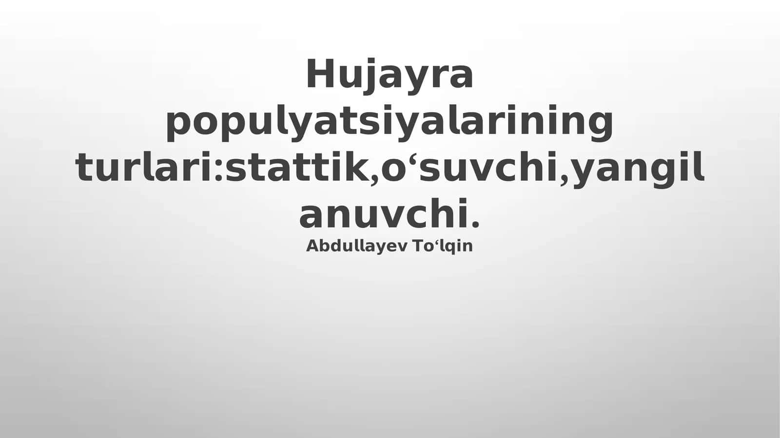 Yangilanuvchi Hujayra Populyatsiyalari