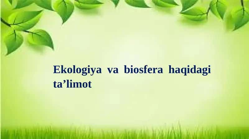 Ekologiya va biosfera