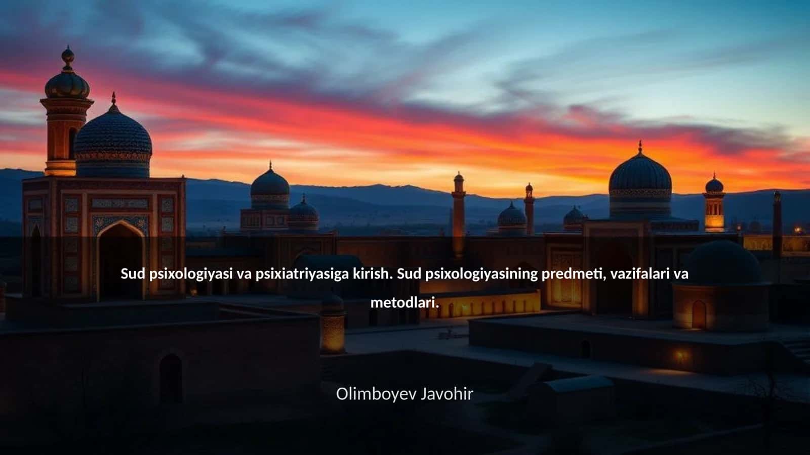 Sud psixologiyasi va psixiatriyasiga kirish