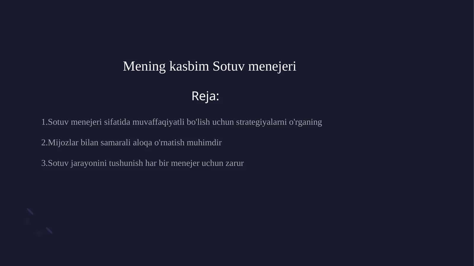 Mening kasbim Sotuv menejeri
