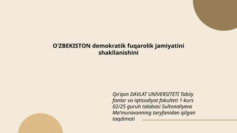 Sultonaliyeva Maʼmuraxonning taryfanidan qilgan taqdimoti