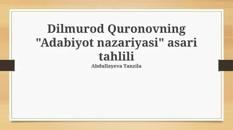 Adabiyot nazariyasi tahlili