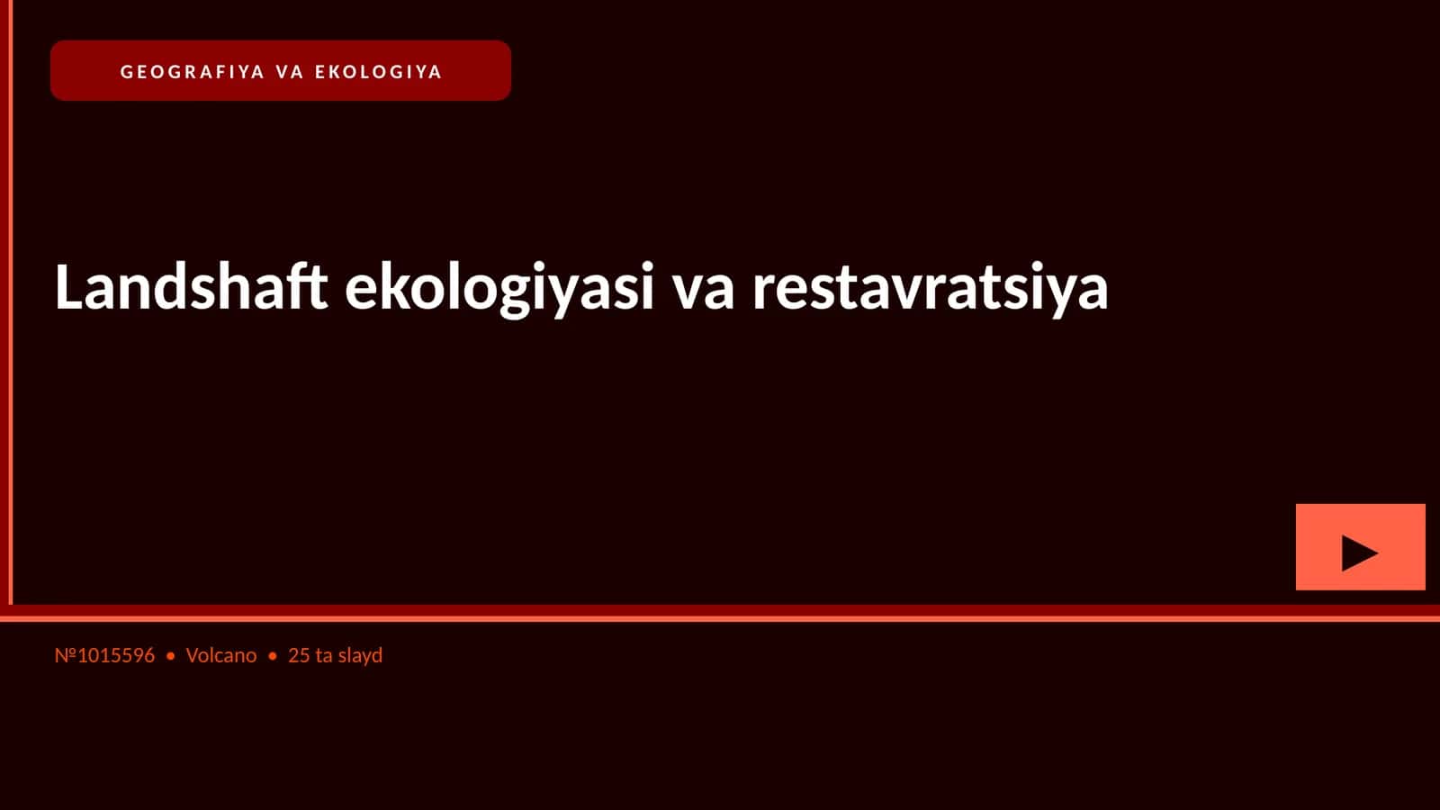 Landshaft ekologiyasi va restavratsiya