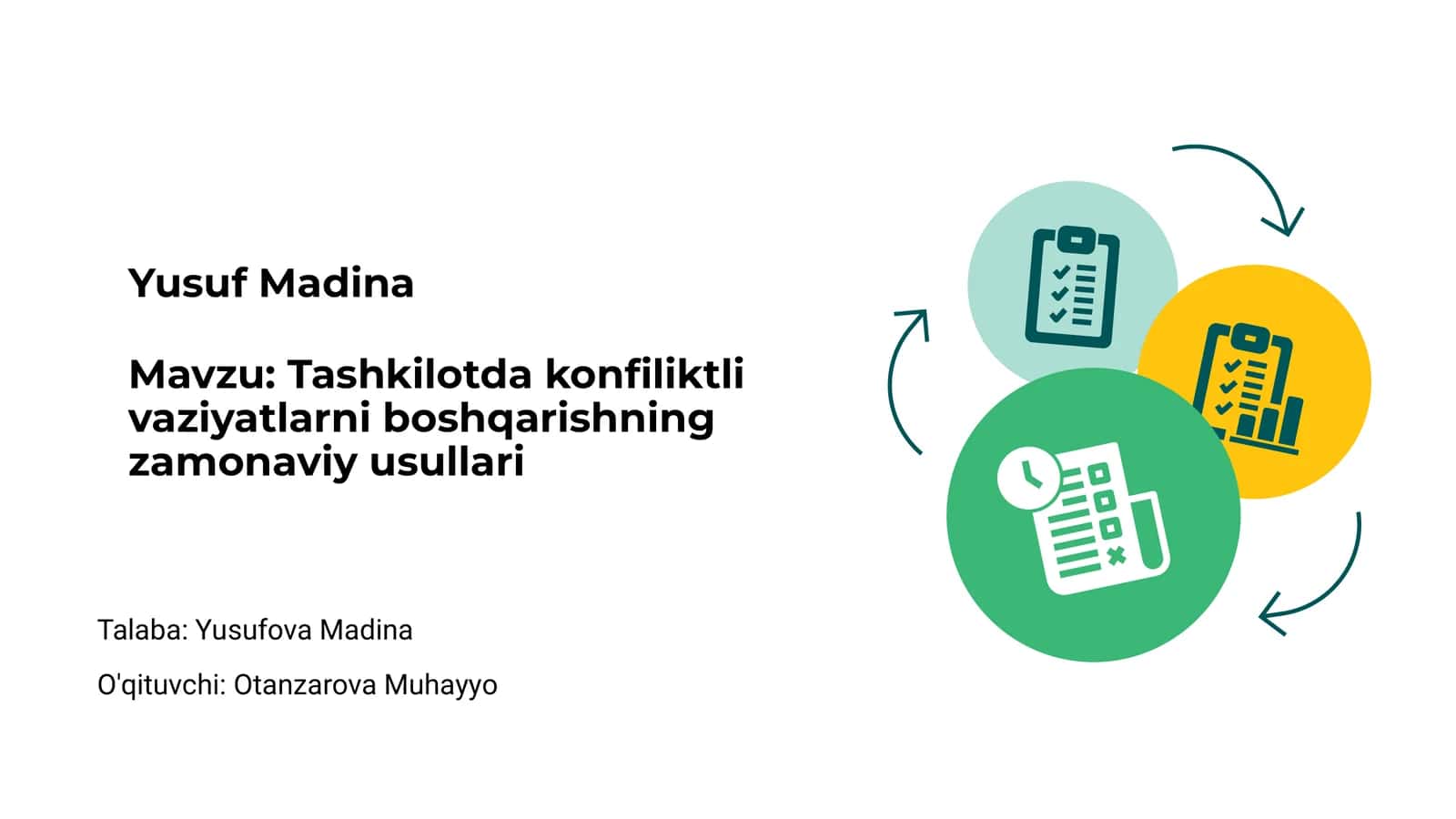 Tashkilotda konfiliktli vaziyatlarni boshqarishning zamonaviy usullari