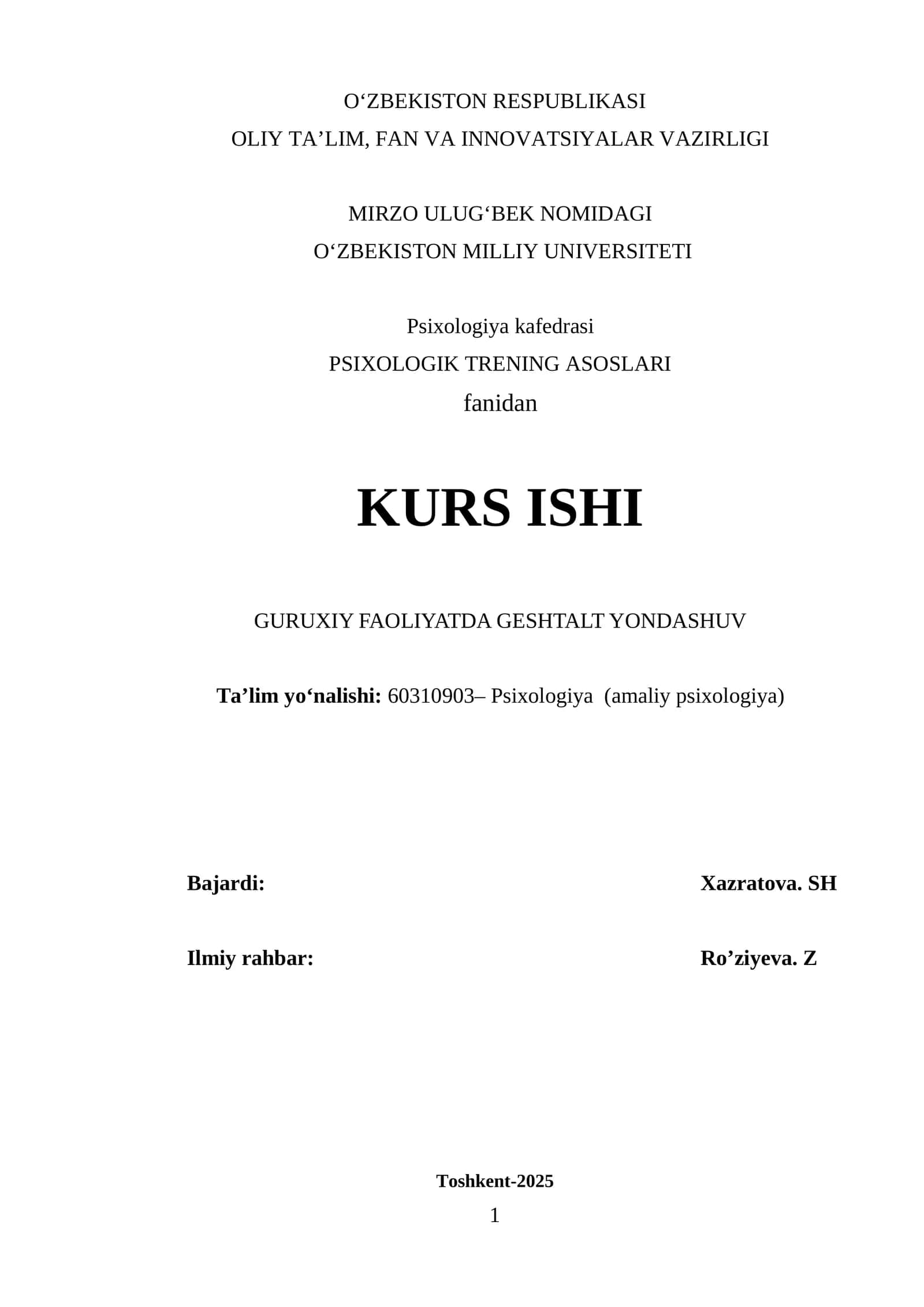PSIXOLOGIK TRENING ASOSLARI