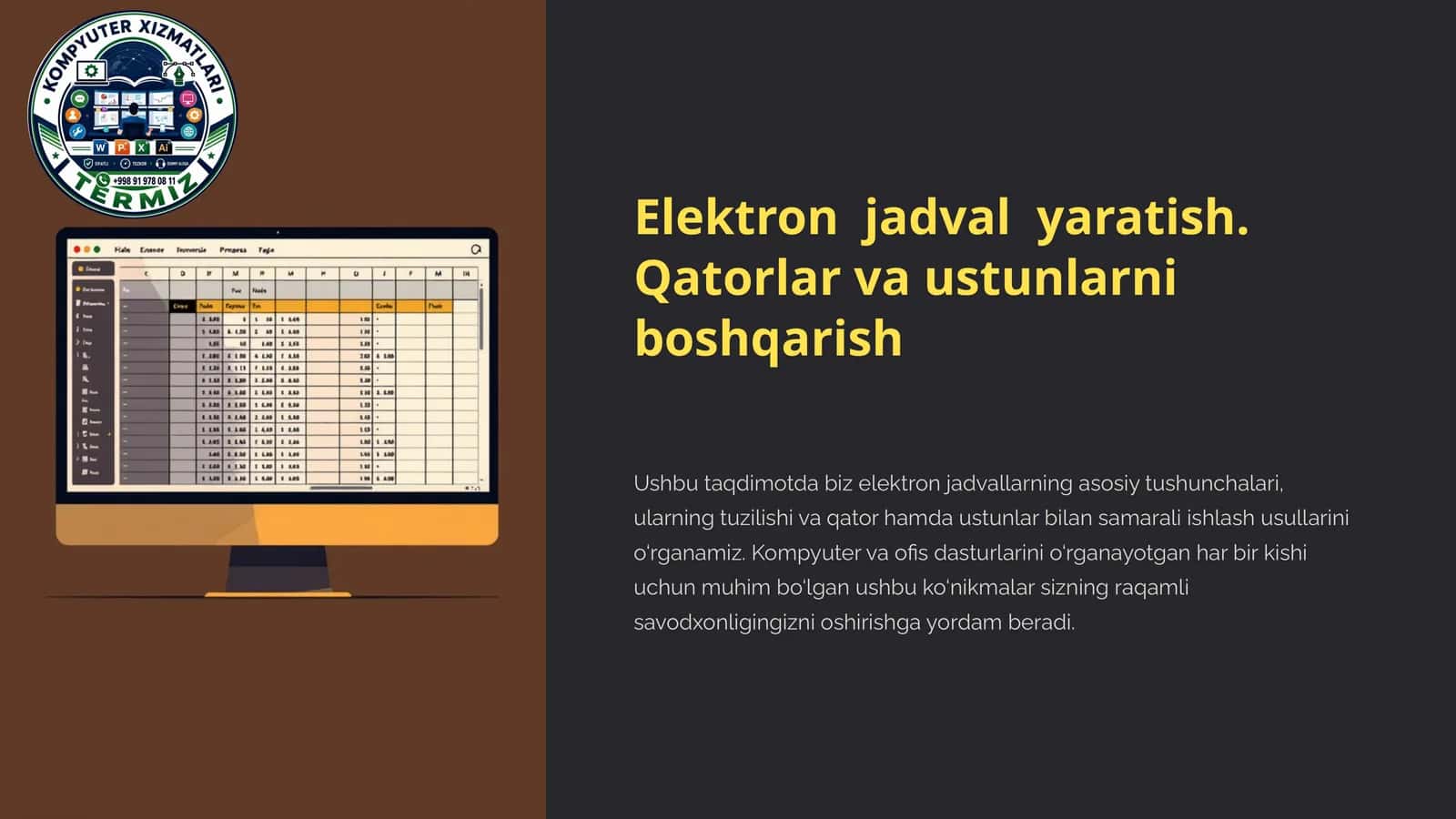 Elektron Jadval Yaratish
