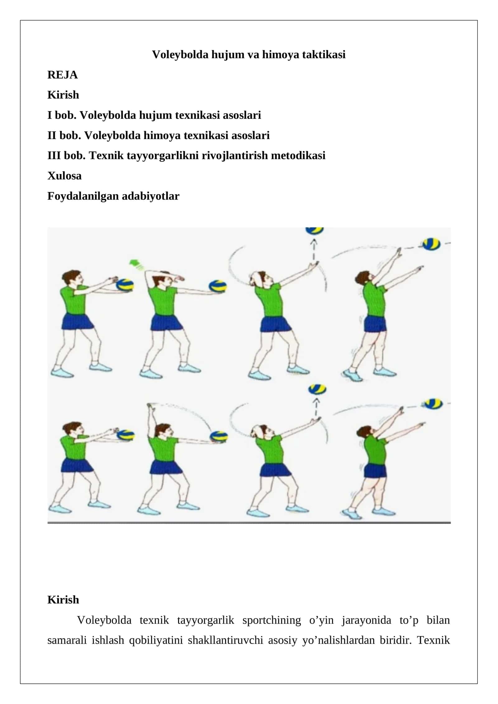 Voleybolda hujum va himoya taktikasi
