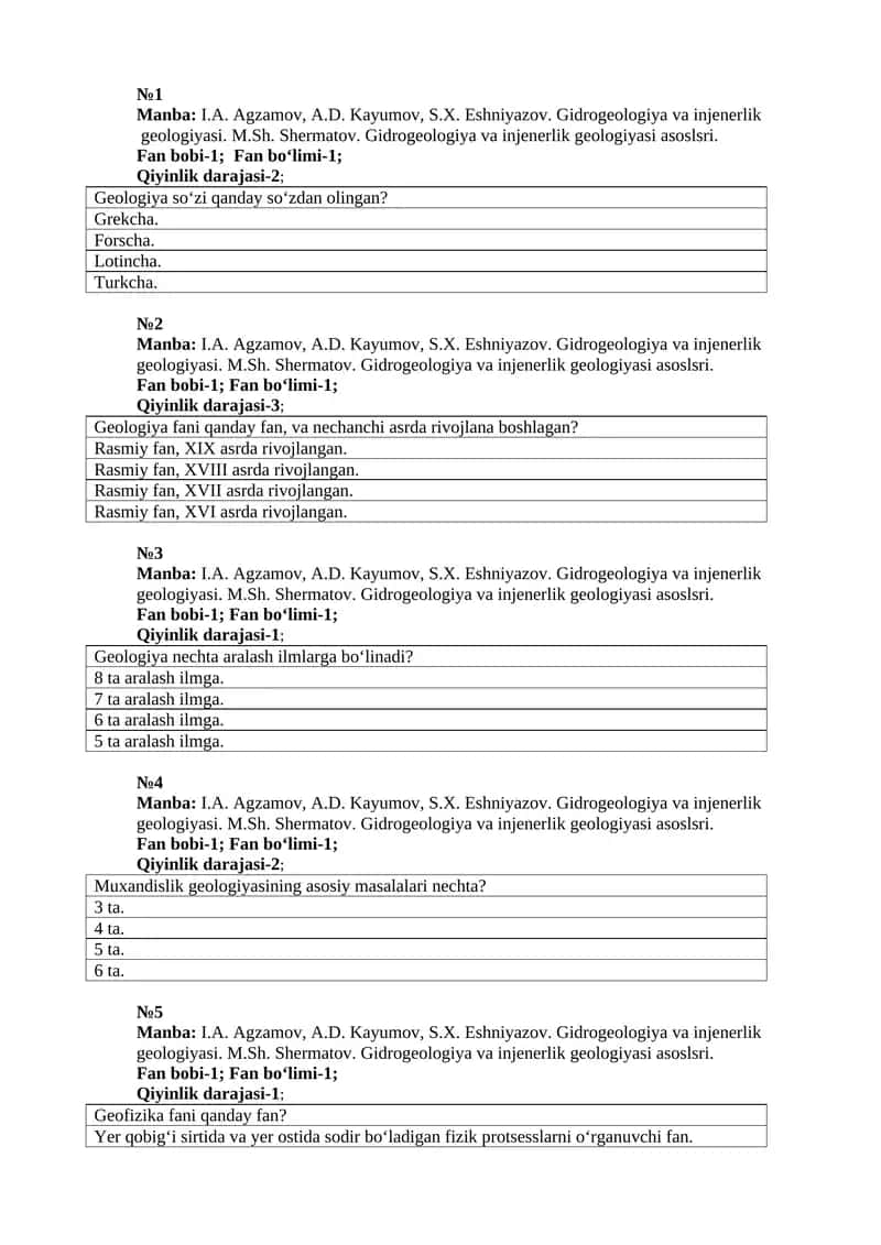 Gidrogeologiya va injenerlik geologiyasi
