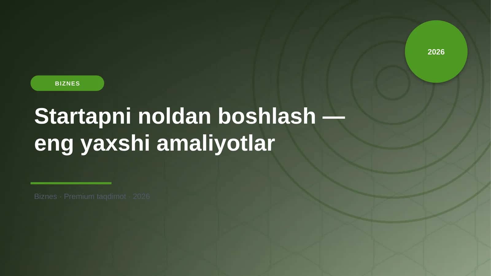 Startapni noldan boshlash — eng yaxshi amaliyotlar
