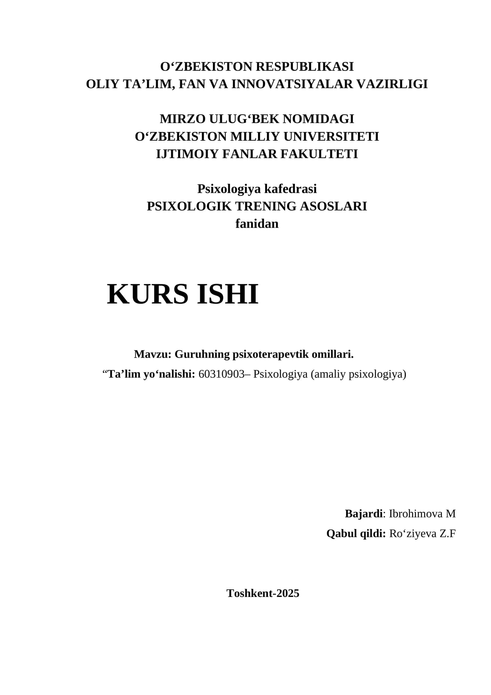 PSIXOLOGIK TRENING ASOSLARI