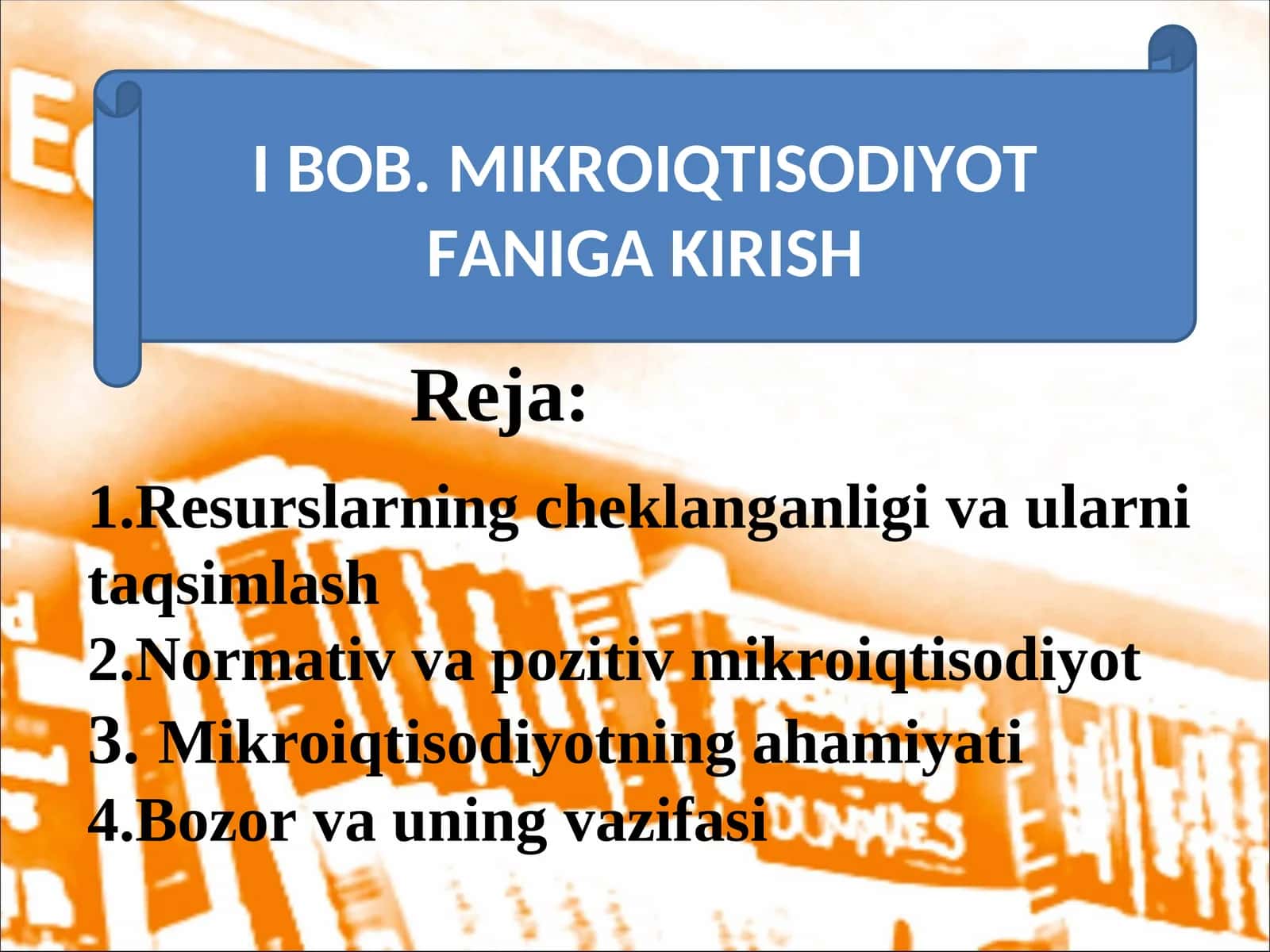 MIKROIQTISODIYOT FANIGA KIRISH