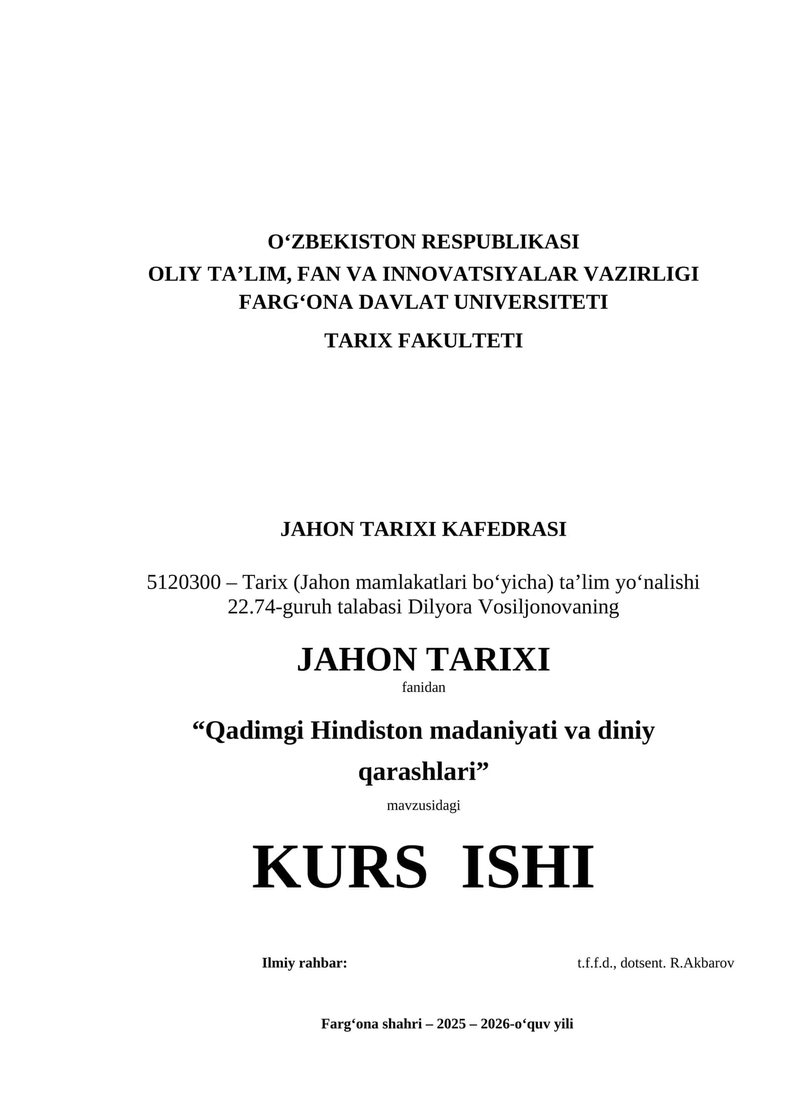 Qadimgi Hindiston madaniyati va diniy qarashlari