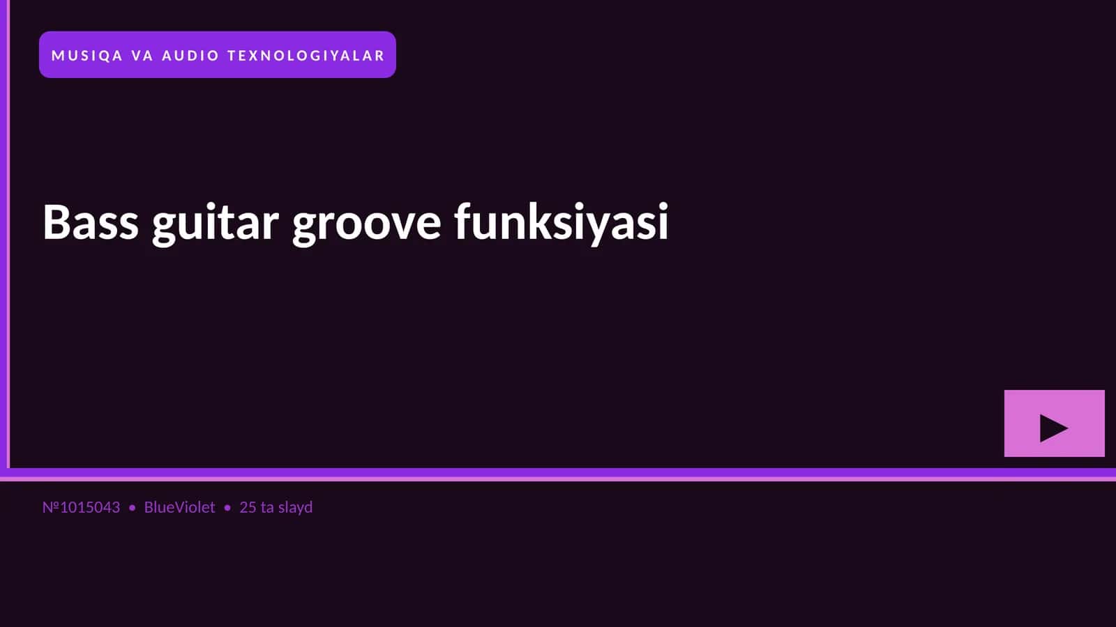 MUSIQA VA AUDIO TEXNOLOGIYALAR