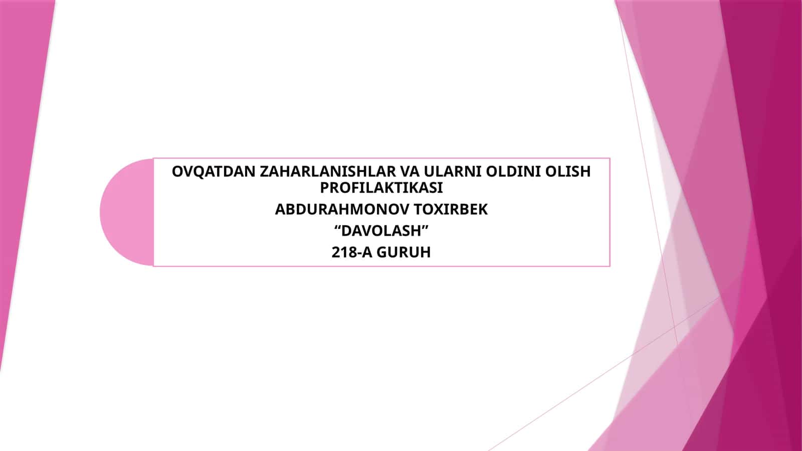 MIKROBGA ALOQADOR BULMAGAN OVQATDAN ZAHARLANISHLAR