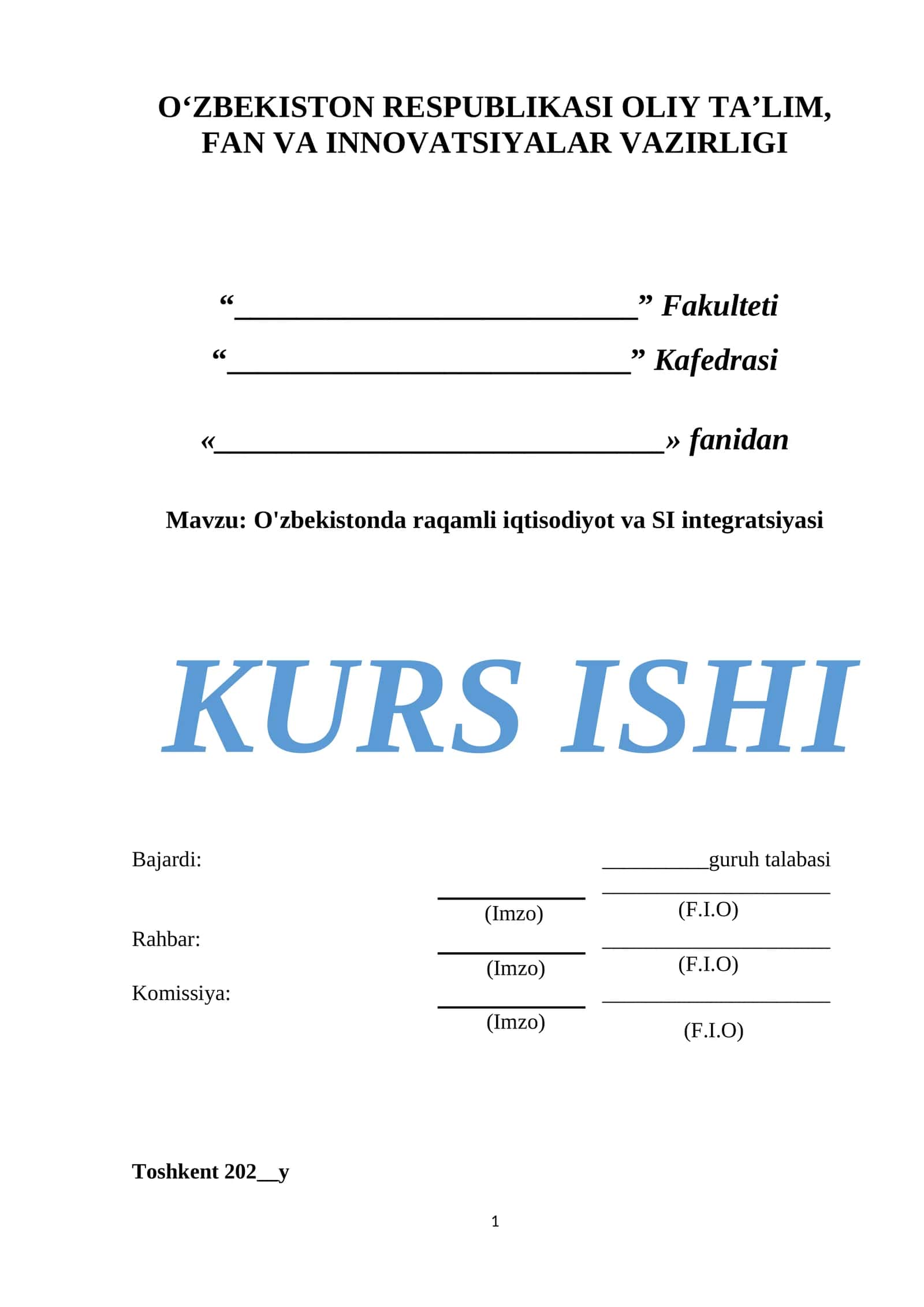 O'zbekistonda raqamli iqtisodiyot va SI integratsiyasi