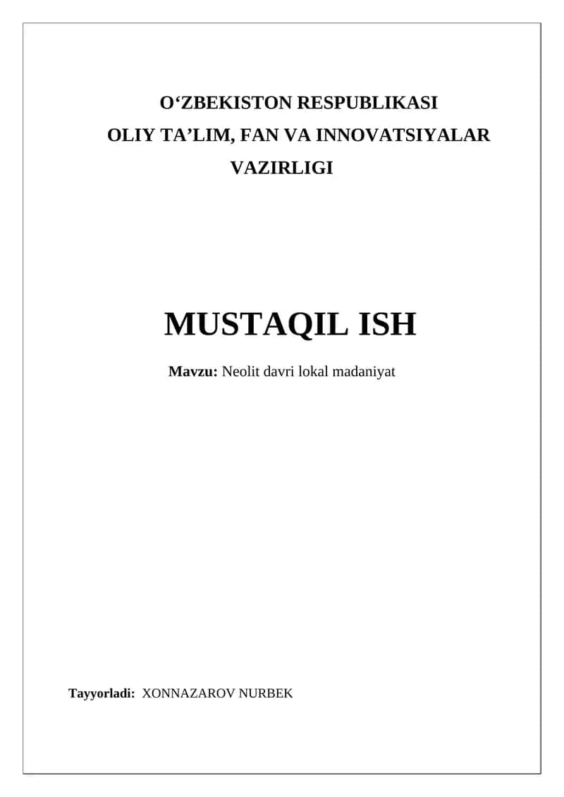Neolit davri lokal madaniyat