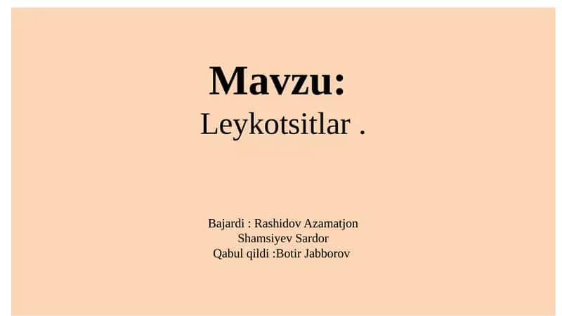 Leykotsitlar