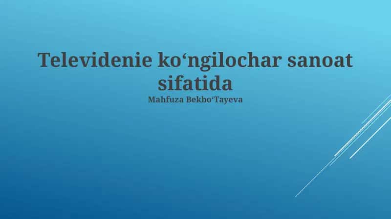 Televidenie koʻngilochar sanoat sifatida