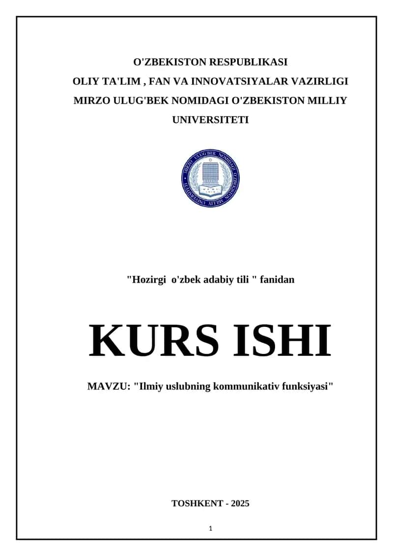 Ilmiy uslubning kommunikativ funksiyasi
