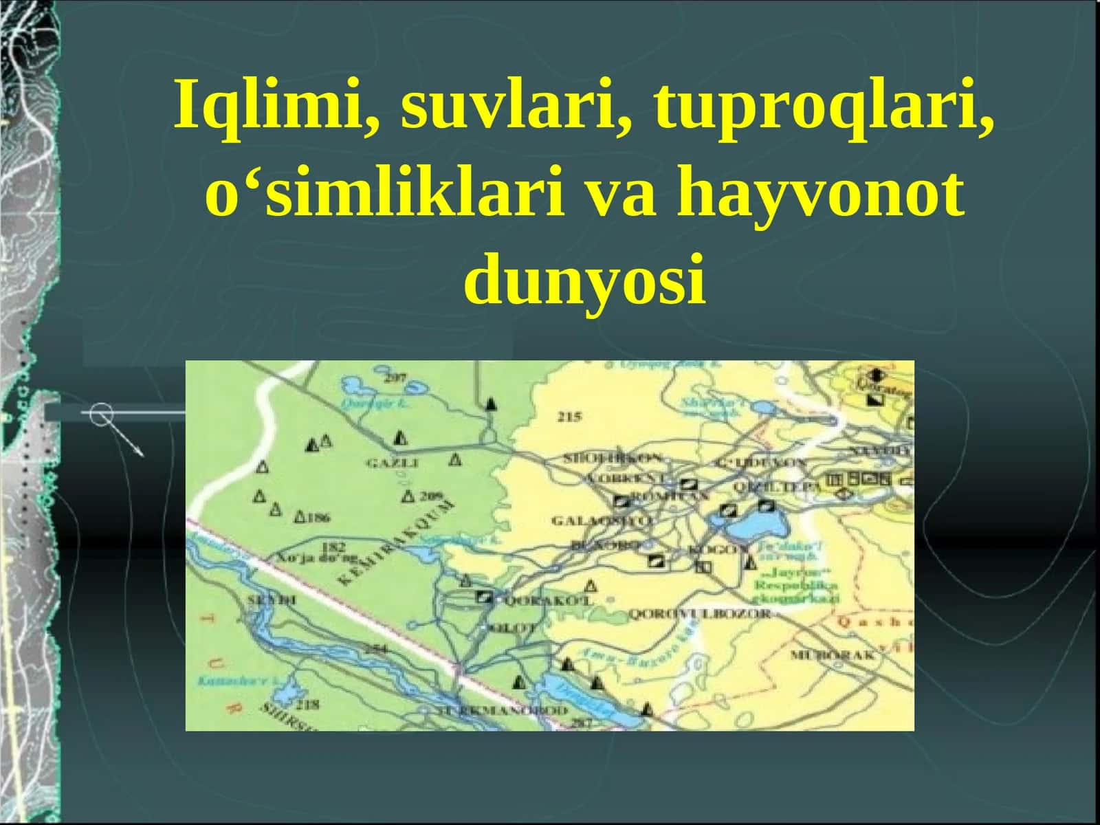 Iqlimi, suvlari, tuproqlari, o‘simliklari va hayvonot dunyosi Qizilqum