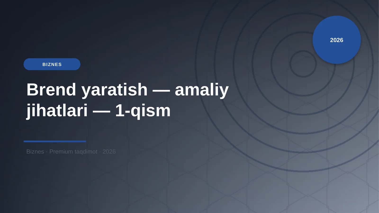 Brend yaratish — amaliy jihatlari — 1-qism