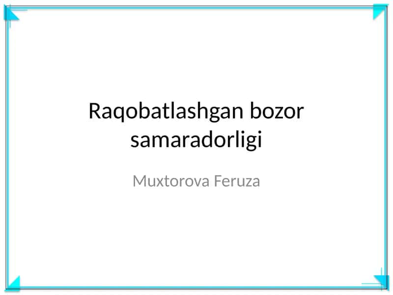Raqobatlashgan bozor samaradorligi