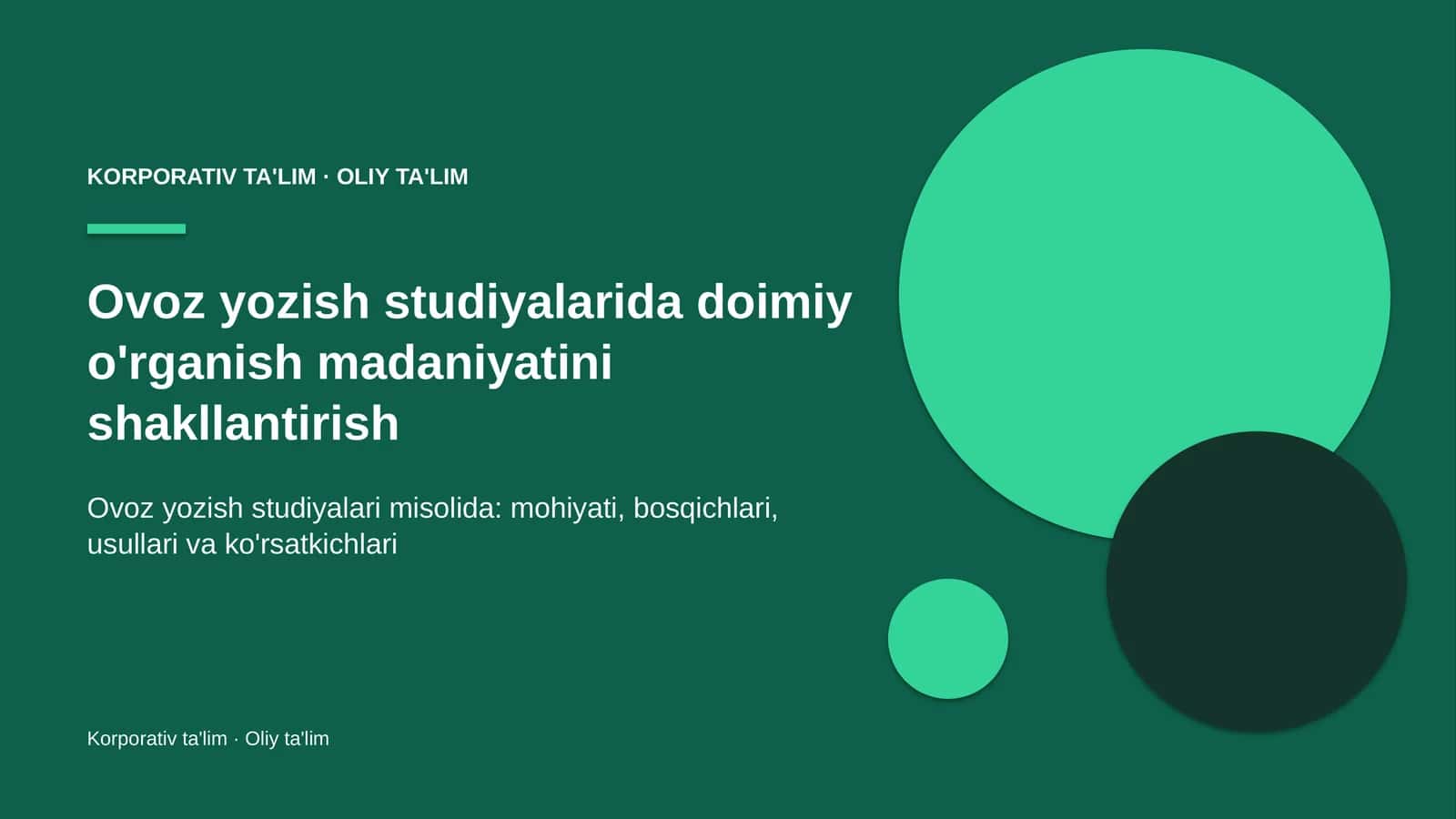 ovoz yozish studiyalarida doimiy o'rganish madaniyatini shakllantirish 5839