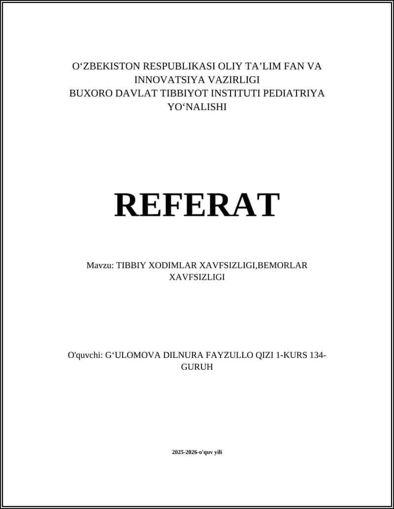 TIBBIY XODIMLAR XAVFSIZLIGI