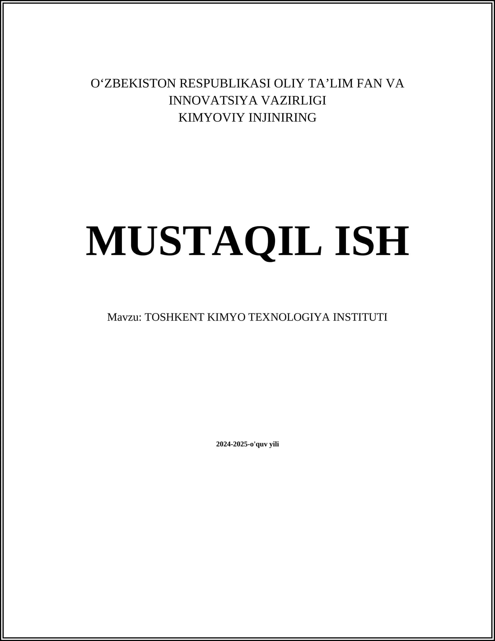 Toshkent Kimyo Texnologiya Instituti