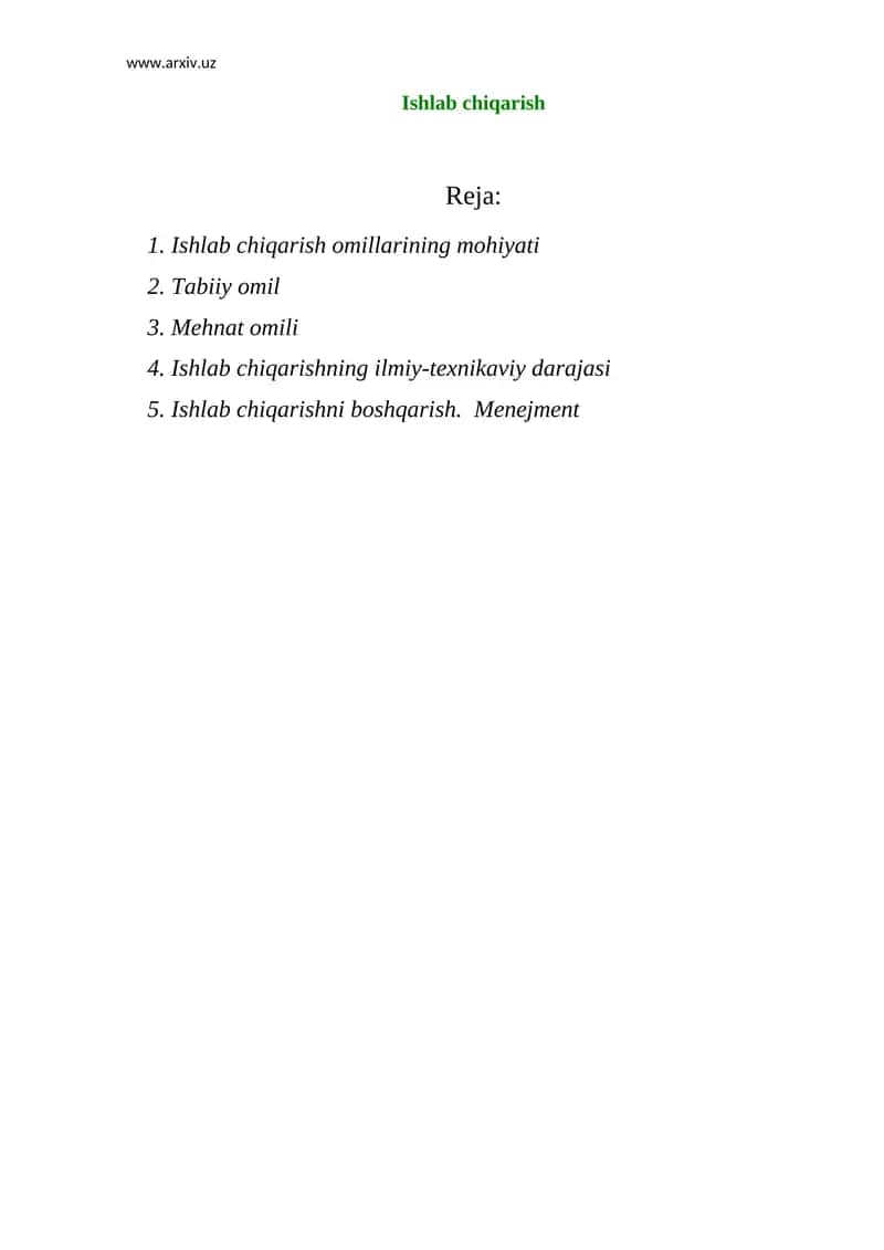 Ishlab chiqarish