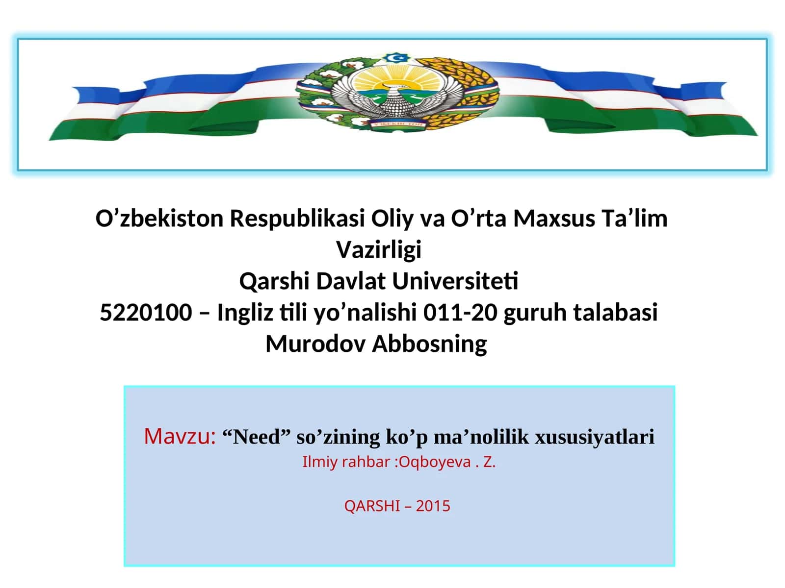 BITIRUV MALAKAVIY ISHI