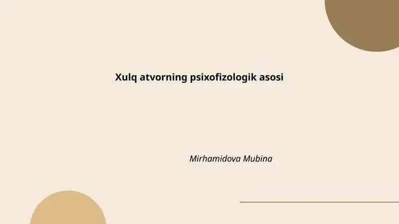 Xulq atvorning psixofizologik asosi