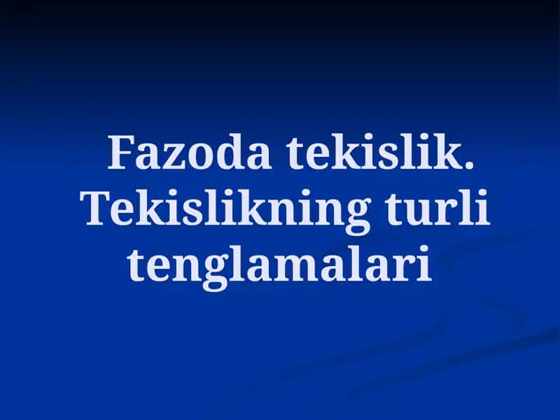 Fazoda tekislik
