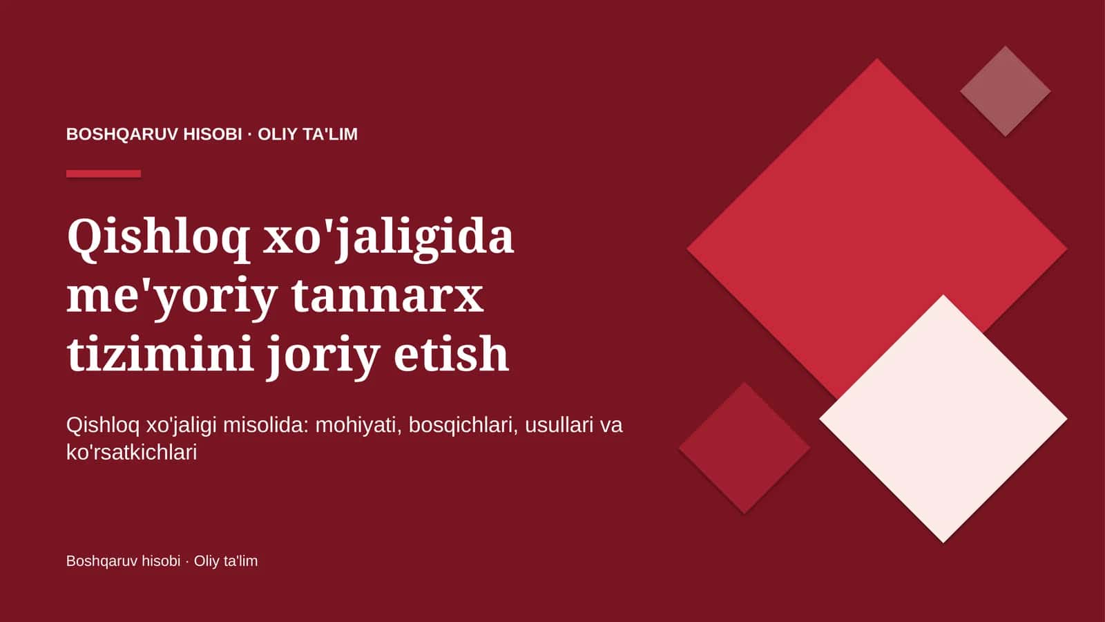 qishloq xo'jaligida me'yoriy tannarx tizimini joriy etish 6594