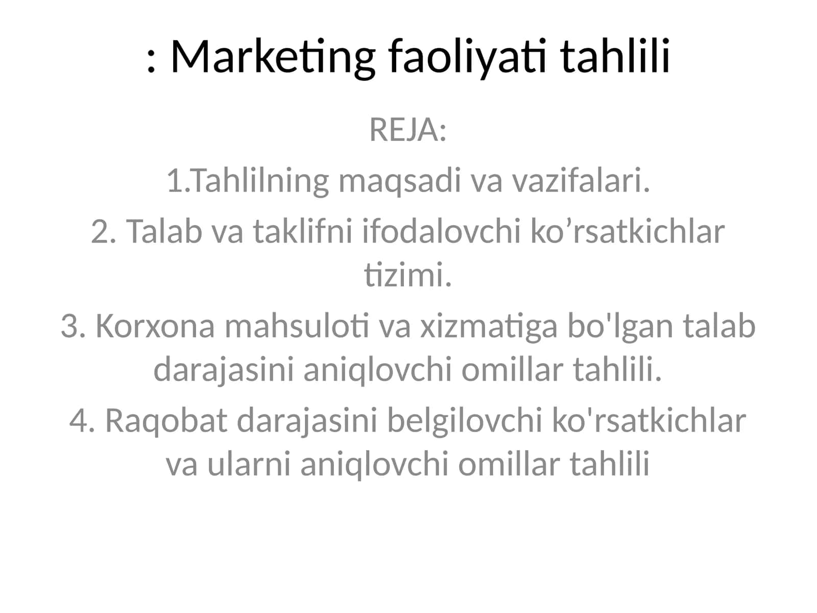 Marketing faoliyati tahlili