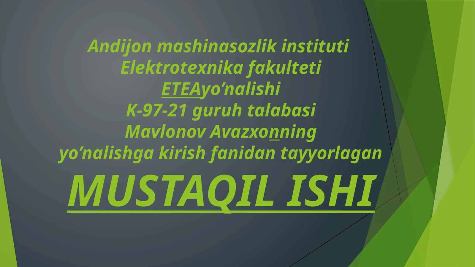 MUSTAQIL ISHI Gidroelektrstansiya