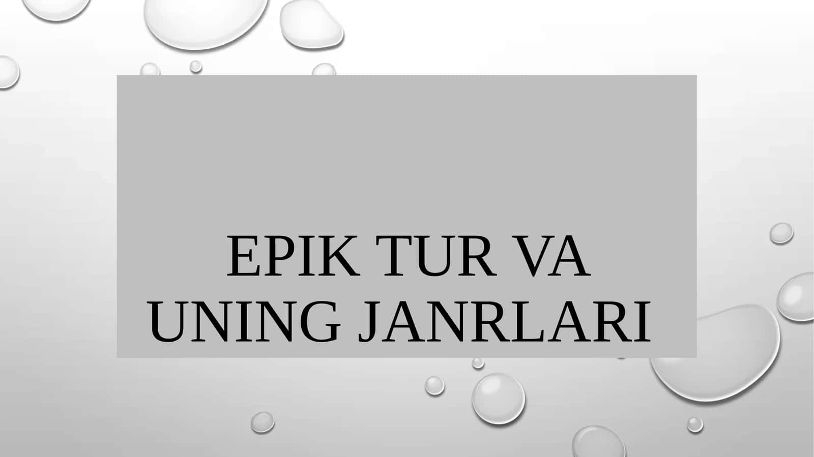 Epik tur va uning janrlari