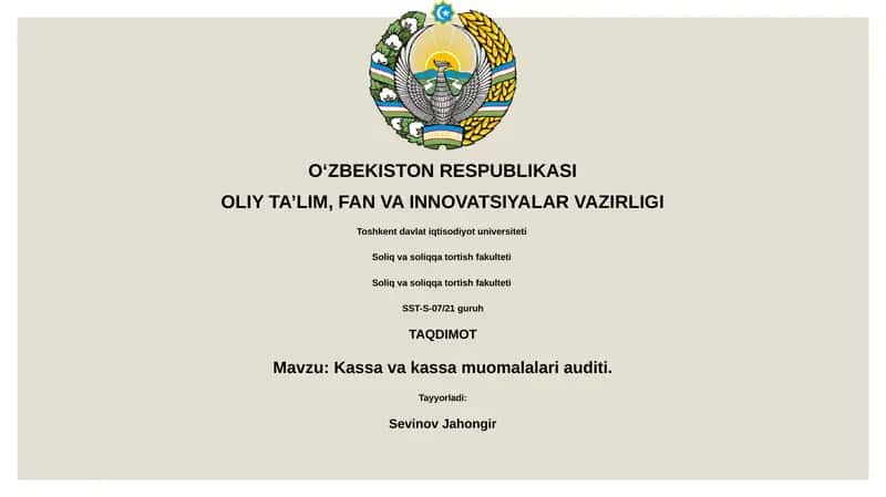 Kassa va kassa muomalalari auditi
