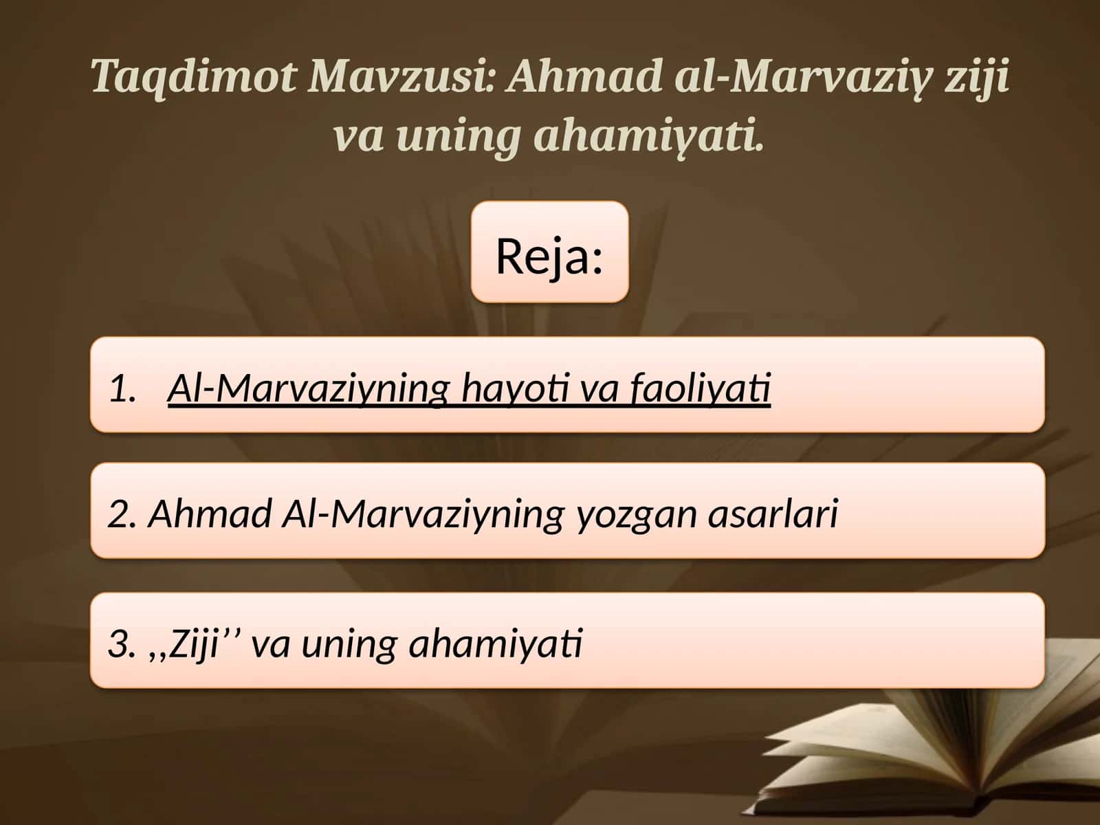 Ahmad al-Marvaziy ziji va uning ahamiyati