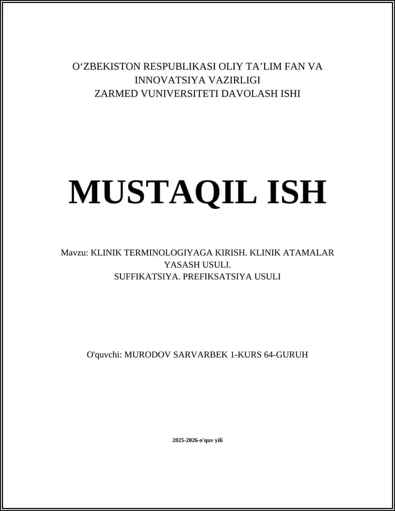 KLINIK TERMINOLOGIYAGA KIRISH
