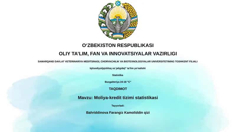 Moliya-kredit tizimi statistikasi