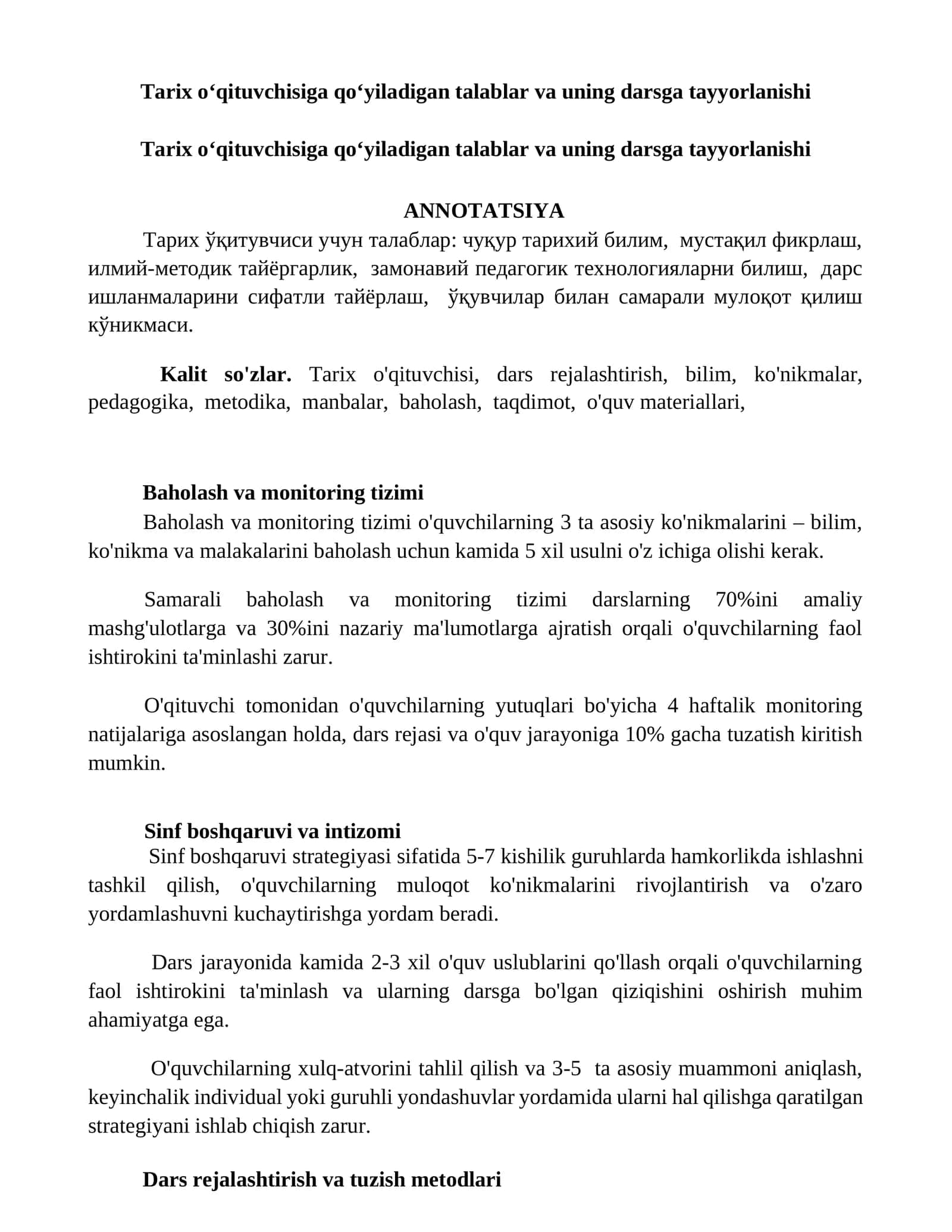 Baholash va monitoring tizimi
