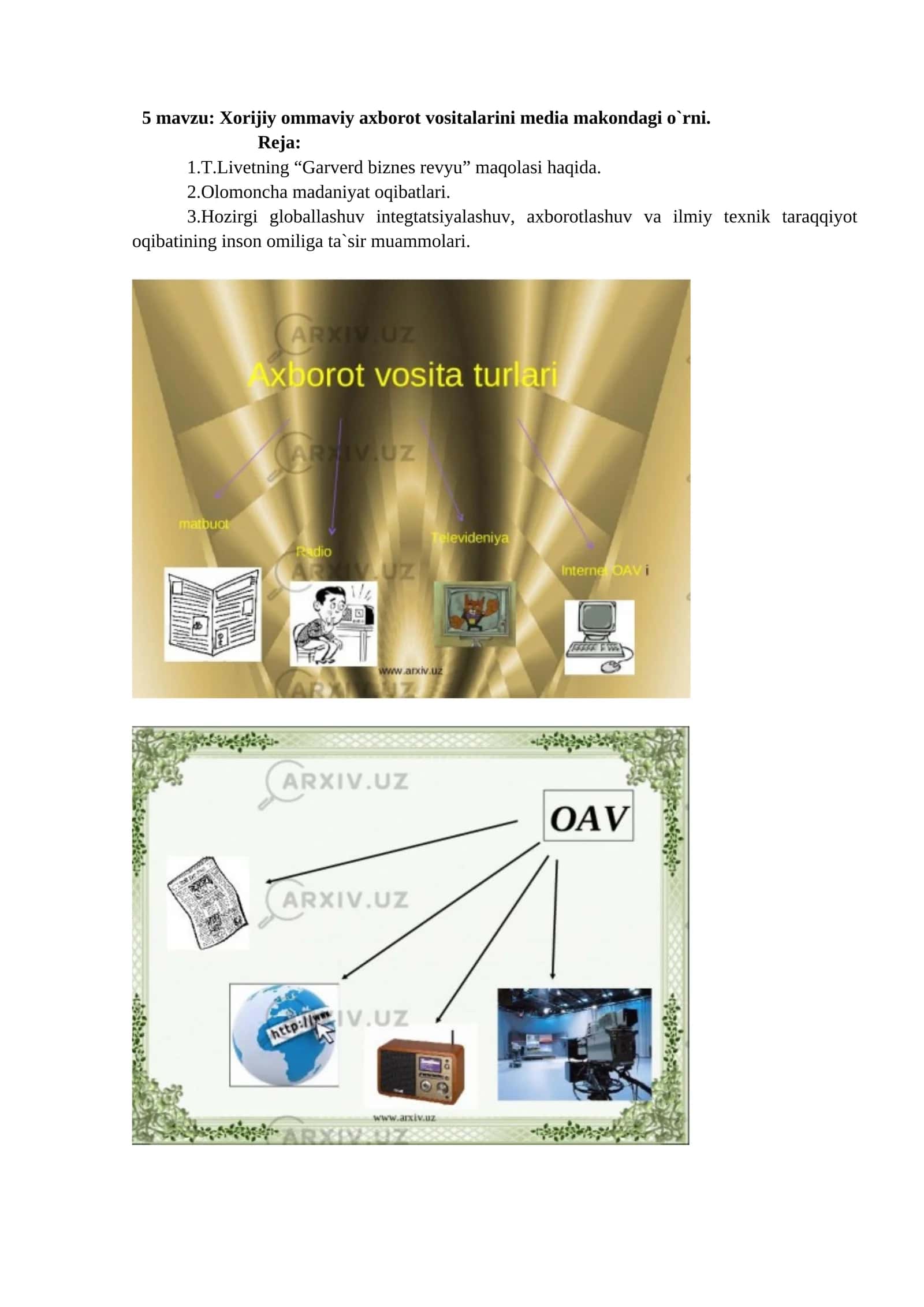 Globallashuv va axborotlashuvning ta'siri haqida