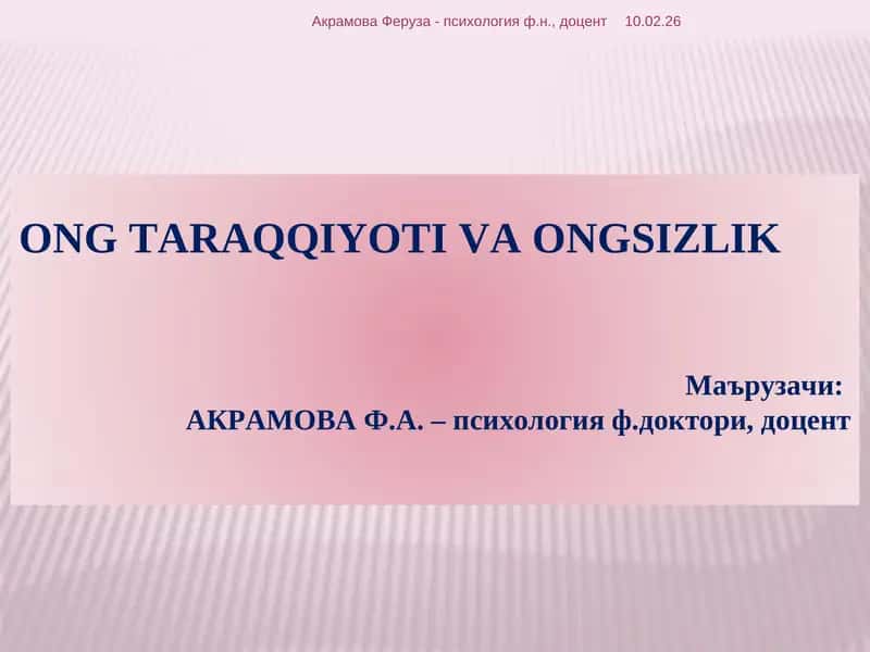 ONG TARAQQIYOTI VA ONGSIZLIK