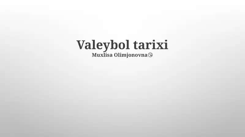 Valeybol tarixi